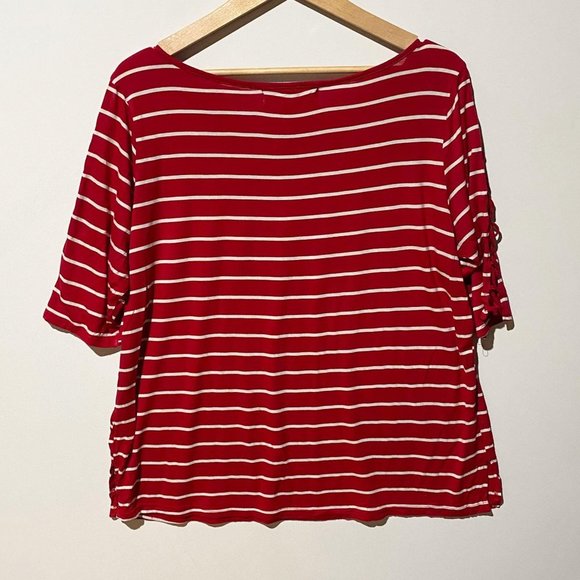 French Laundry red/white stripe knit top 1X‎ stretc - Picture 5 of 6